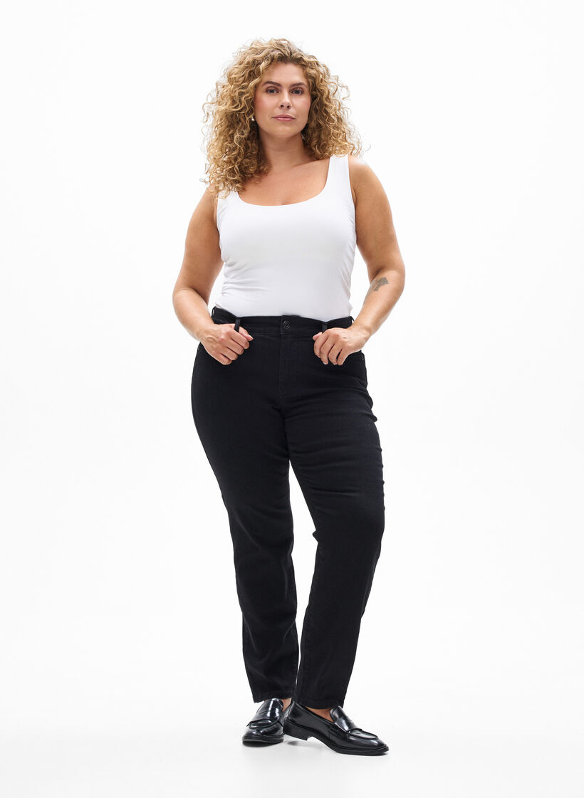 Slim fit Jeans mit normaler Taille, Black, Model image number 0