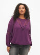  Langarm-Bluse mit Spitze, Deep Purple, Model image number 0