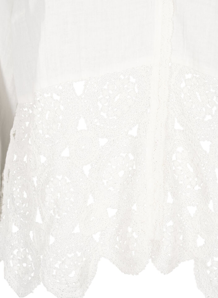 Baumwoll-Musselinbluse mit Häkeldetails, Vanille, Packshot image number 2