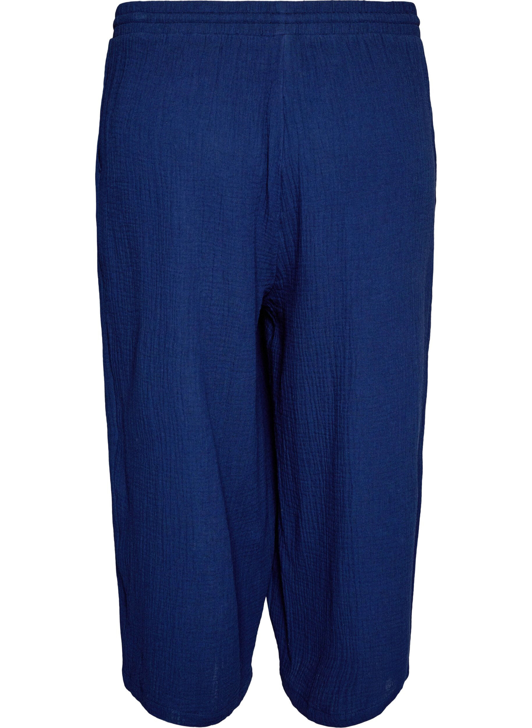 ZizziCulotte-Hose aus Baumwollmusselin mit hohem Bund, Blau, Packshot image number 1
