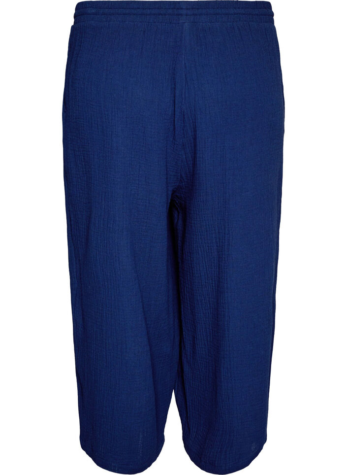 Culotte-Hose aus Baumwollmusselin mit hohem Bund, Blau, Packshot image number 1