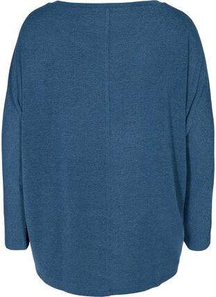 Einfarbige Bluse mit langen Ärmeln, Dark Blue, Packshot image number 1