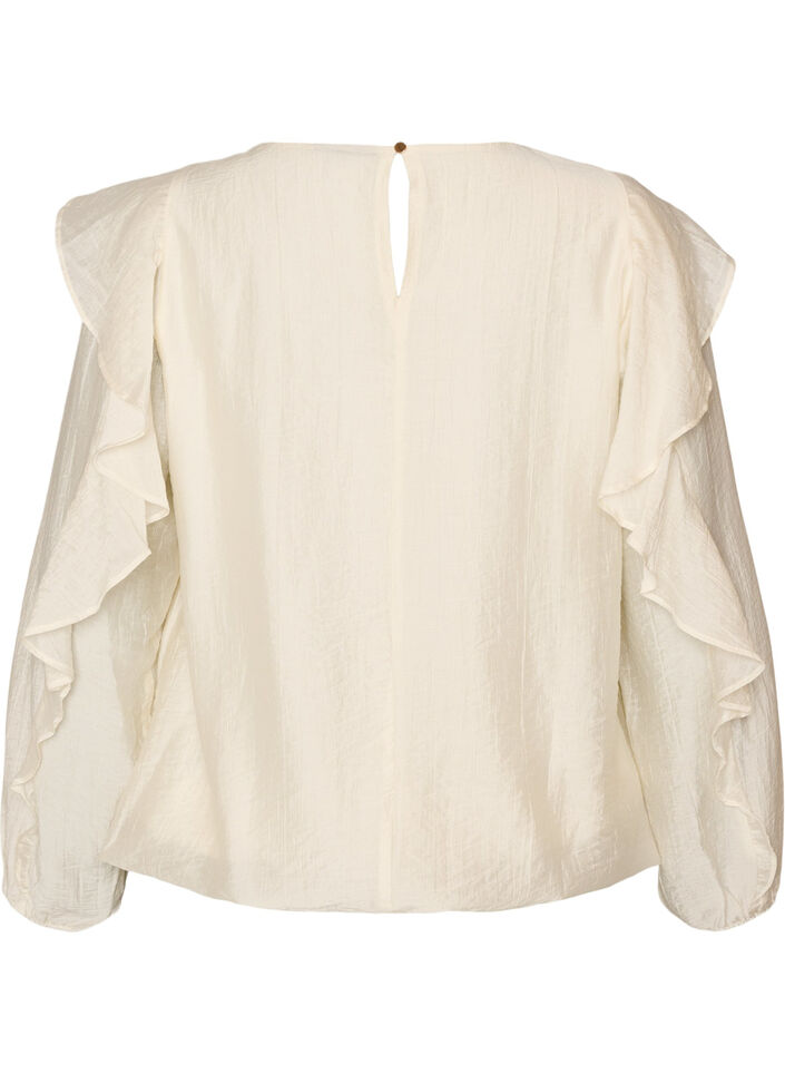 Ballonbluse mit R&uuml;schen, Vanille, Packshot image number 1
