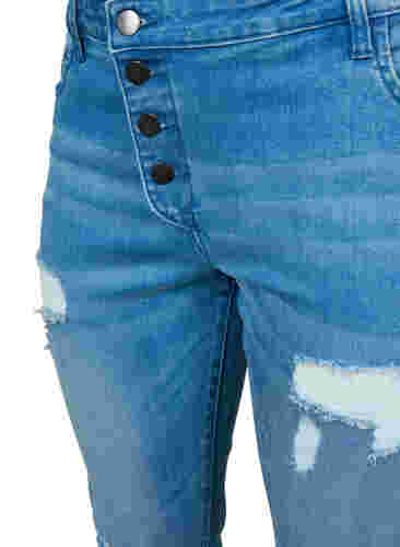 Ripped Emily-Jeans mit normaler Taille, Blue denim, Packshot image number 2