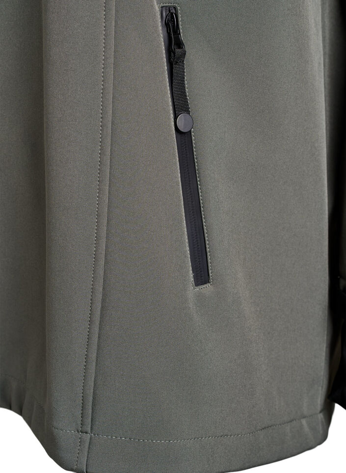 Softshelljacke aus kurzem Schnitt mit abnehmbarer Kapuze, Grau, Packshot image number 3