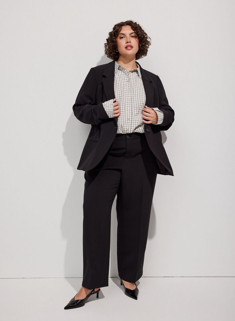 Klassischer Blazer mit 1-Knopf-Verschluss, Schwarz, Model image number 1