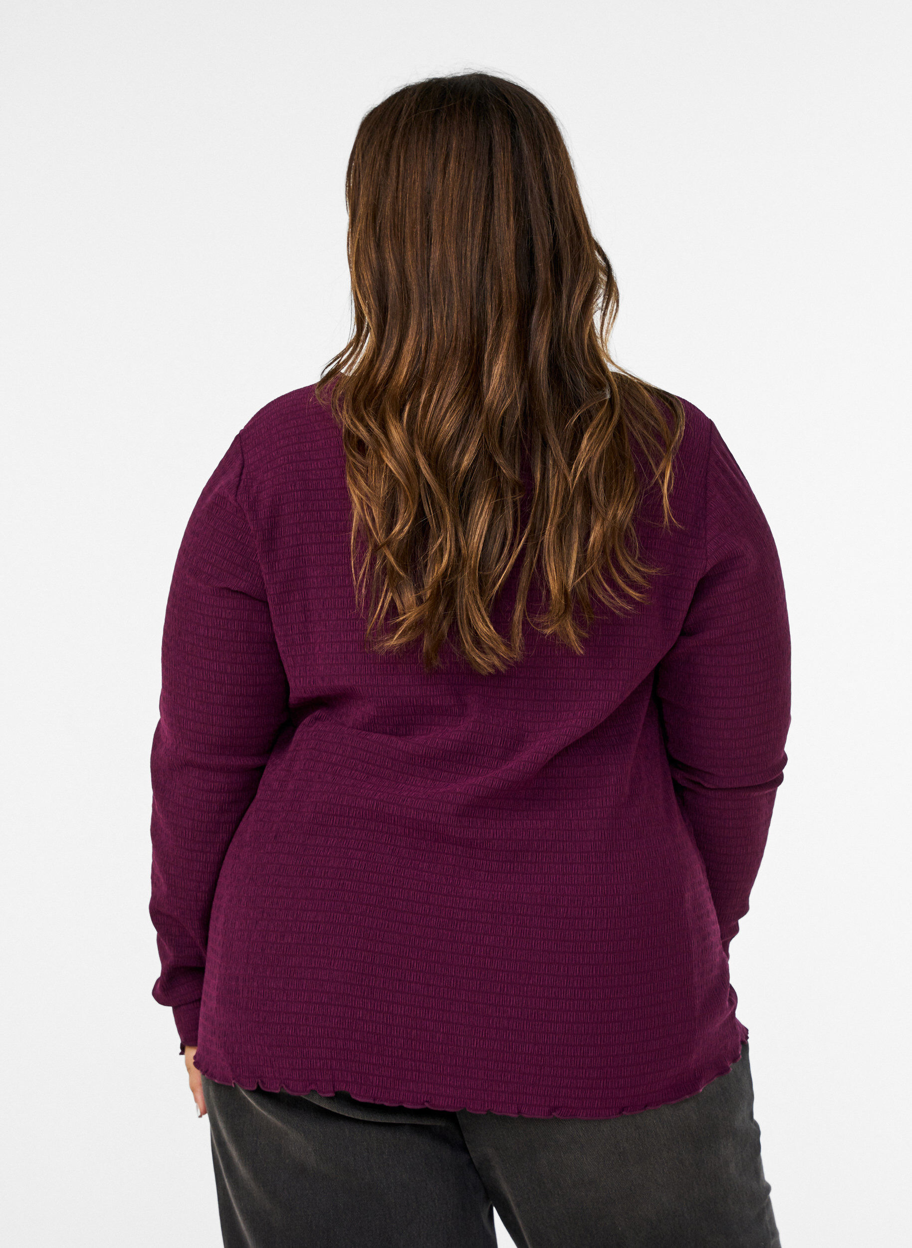 ZizziStrukturierte Bluse mit Wellenkanten, Lila, Model image number 2