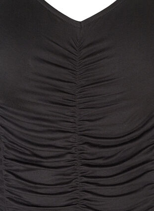 Langarm Viskosebluse mit V-Ausschnitt und Falten, Black, Packshot image number 2