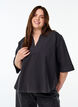 Lockere Bluse mit Kragen und 1/2 Ärmeln, Schwarz, Model image number 0