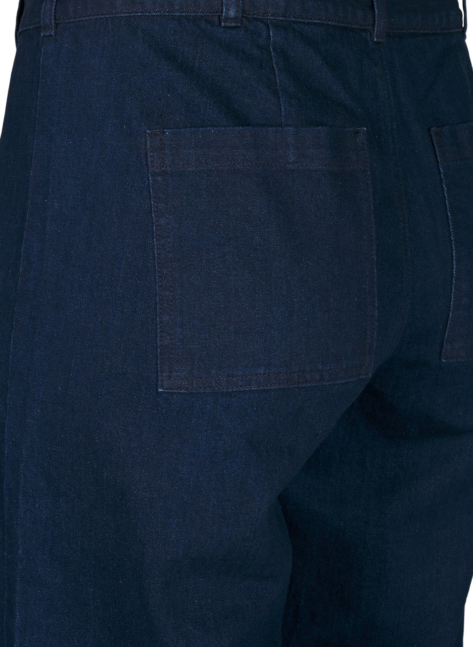 Zizzi Jeans mit weitem Bein und hoher Taille, Blau, Packshot image number 3