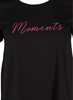 T-Shirt aus Baumwolle mit A-Linie und Aufdruck, Black, Packshot image number 2