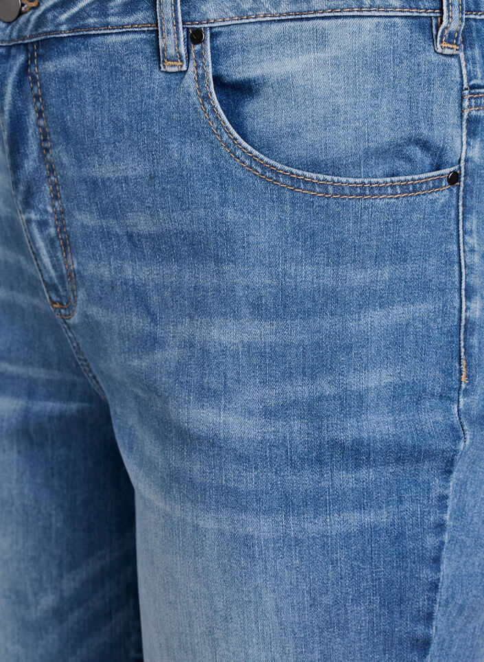 7/8-Jeans mit Umschlag und hoher Taille, Blau, Packshot image number 2