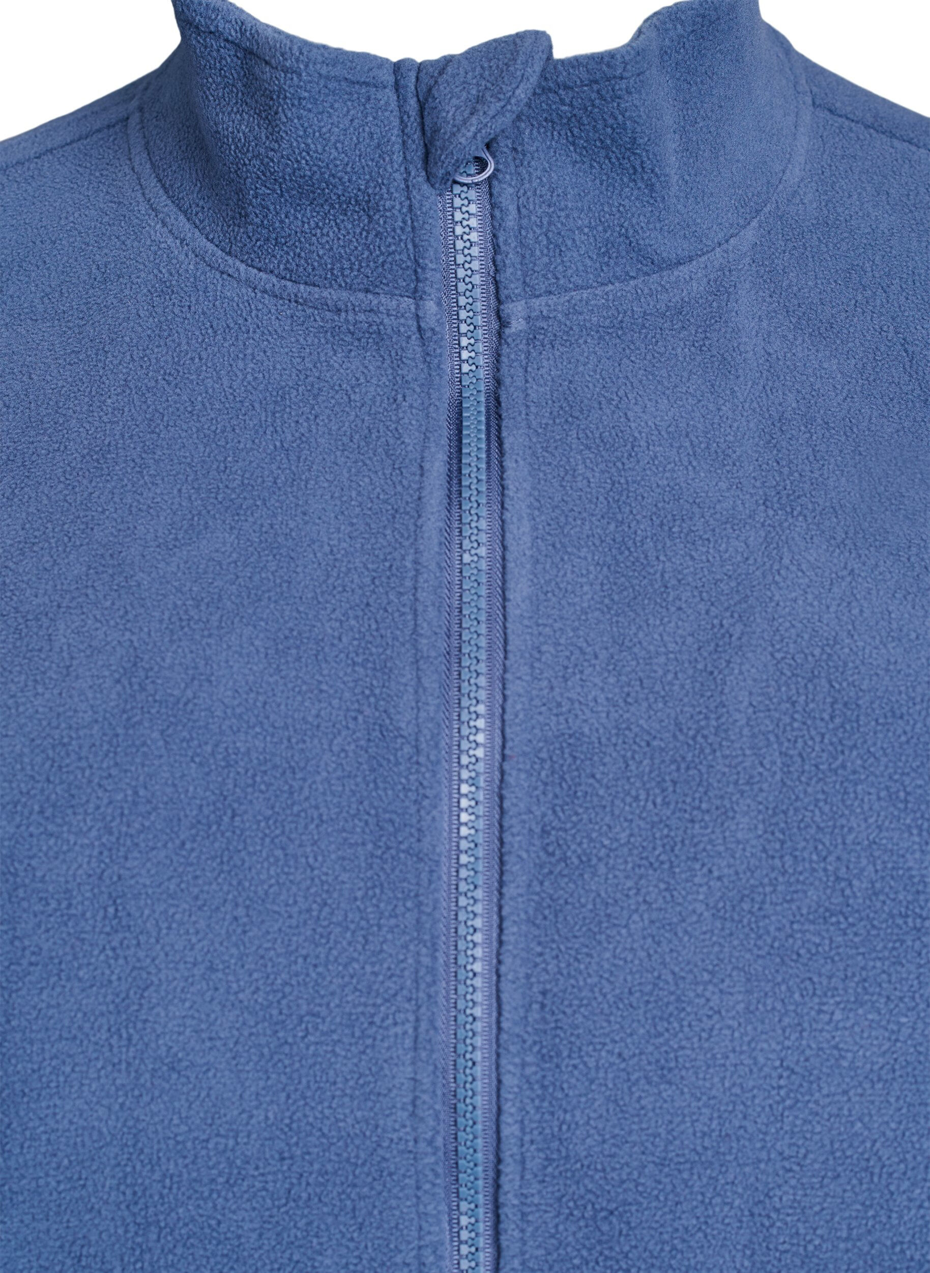 Zizzi Top aus Fleece mit Rei&szlig;verschluss und hohem Kragen, Blau, Packshot image number 2