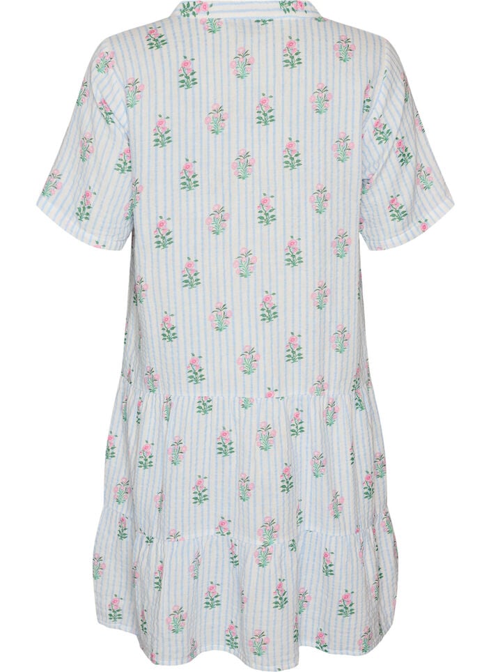 Kurzes A-Linien-Kleid aus Baumwollmusselin, Vanille, Packshot image number 1