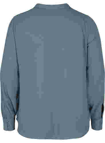 Hemdbluse mit Knopfverschluss und V-Ausschnitt, Balsam Green, Packshot image number 1