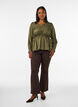 Gl&auml;nzende Bluse aus Viskose mit Peplum-Effekt, Gr&uuml;n, Model image number 1