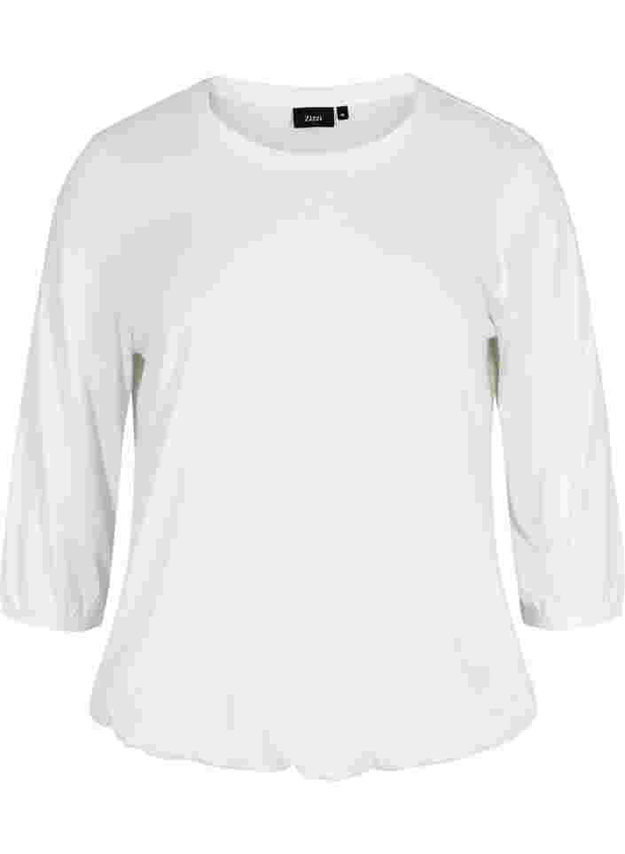 Einfarbige Bluse mit 3/4-Ärmel, White Mel, Packshot image number 0