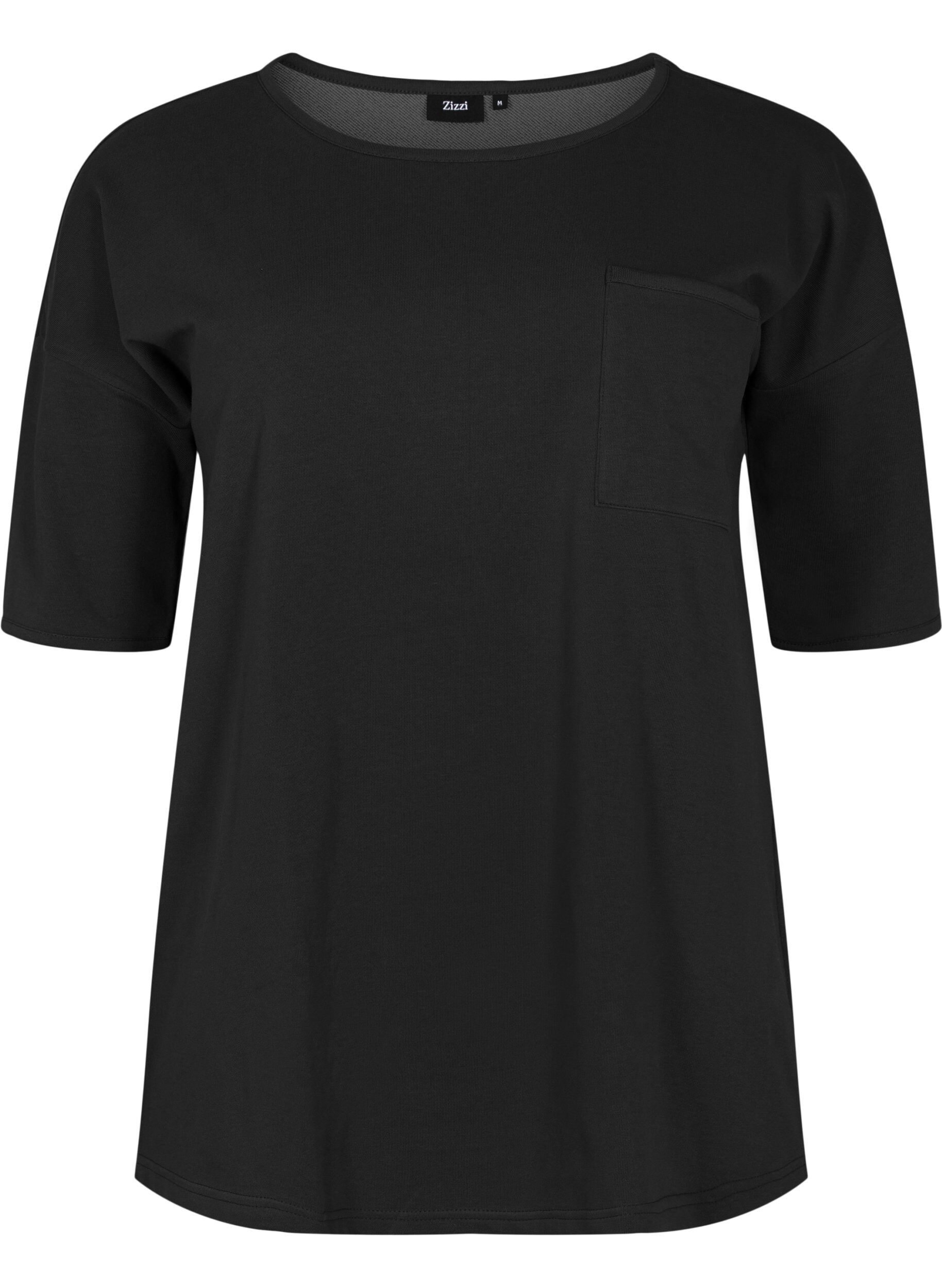Zizzi Bluse mit 1/2-&Auml;rmeln, Black, Packshot image number 0