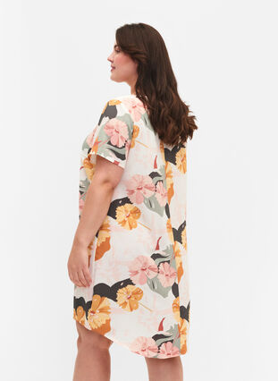 Kleid mit Aufdruck und kurzen Ärmeln, Rose Big Flower, Model image number 1