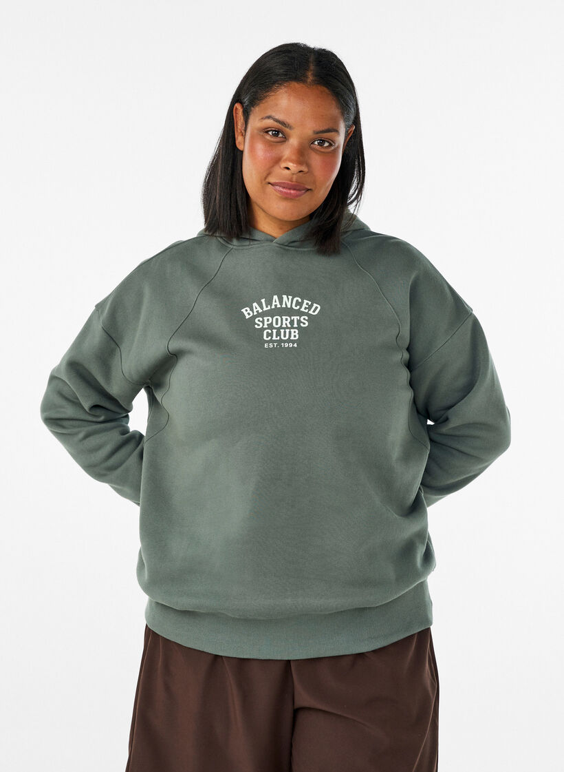 Hoodie mit Brustaufdruck, Gr&uuml;n, Model image number 0