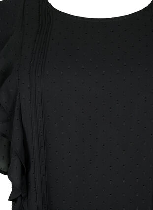 Kurzärmelige Bluse mit Rüschen und Pünktchenmuster, Black, Packshot image number 2