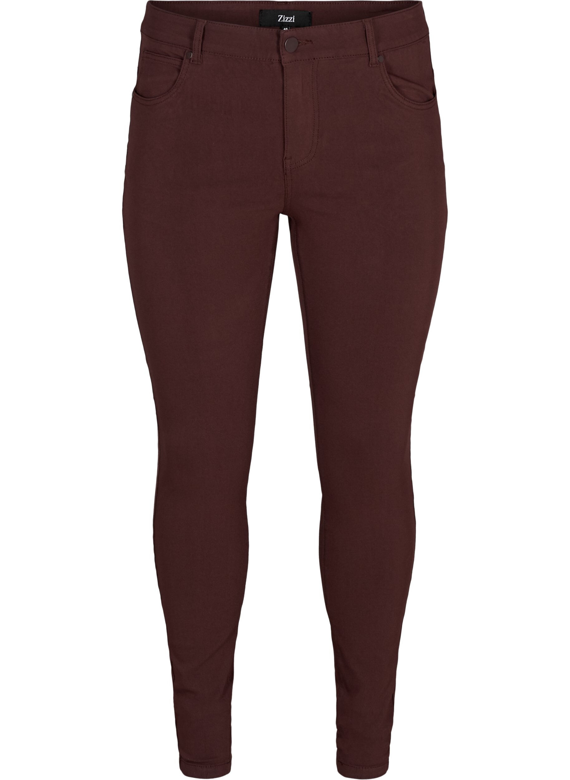 Zizzi Slim Fit Hose mit Hosentaschen, Dunkles Bordeaux, Packshot image number 0