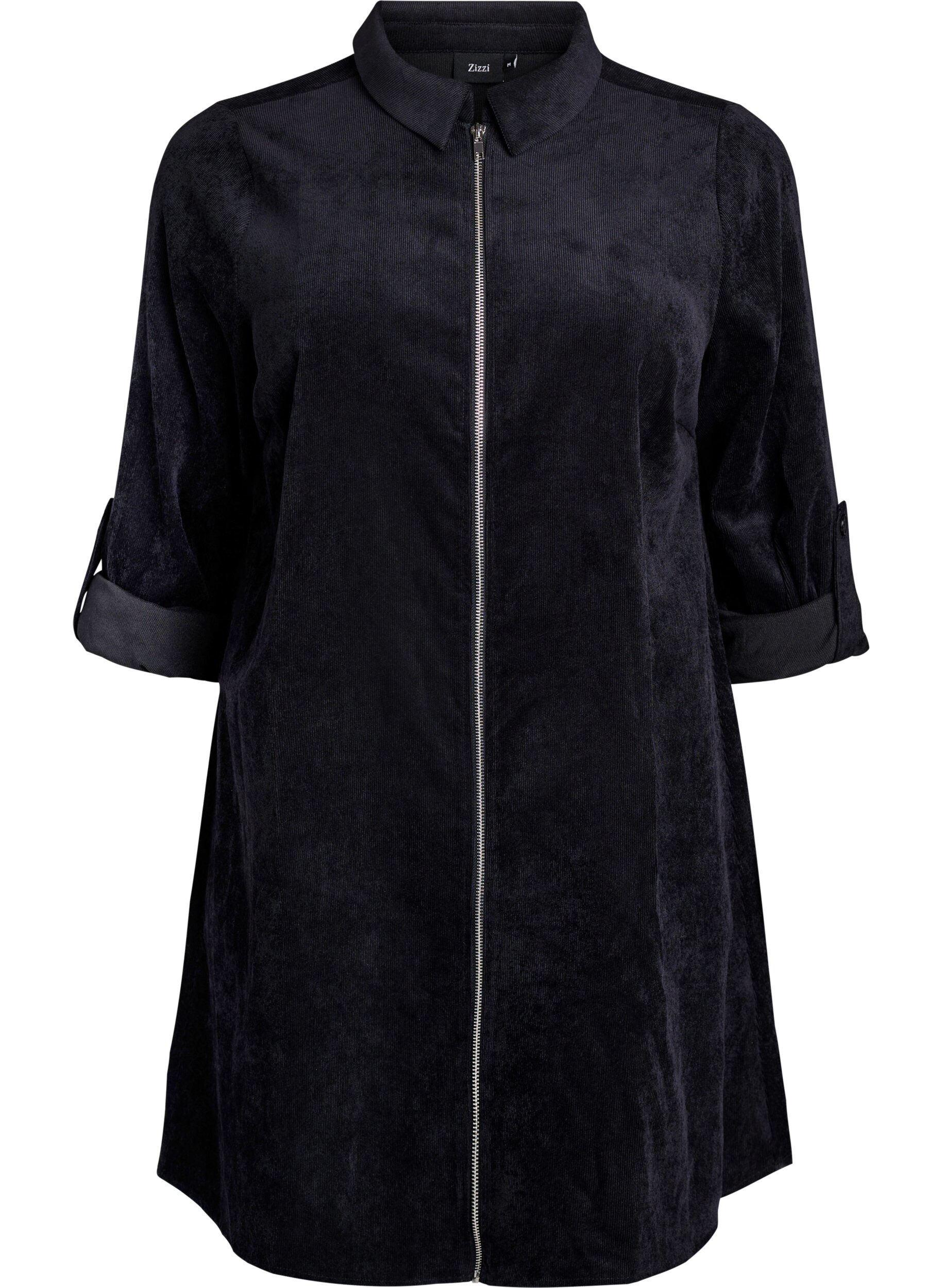 Samtkleid mit Rei&szlig;verschluss und 3/4-&Auml;rmeln