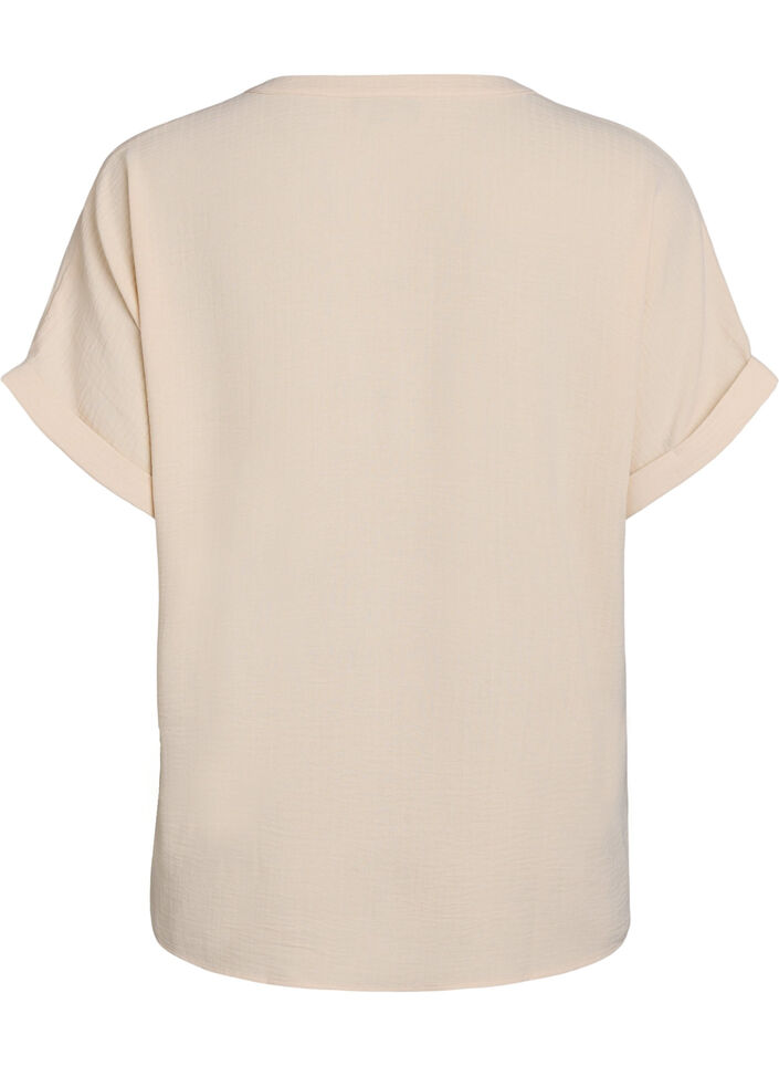 Lockere Bluse mit kurzen Ärmeln, Beige, Packshot image number 1