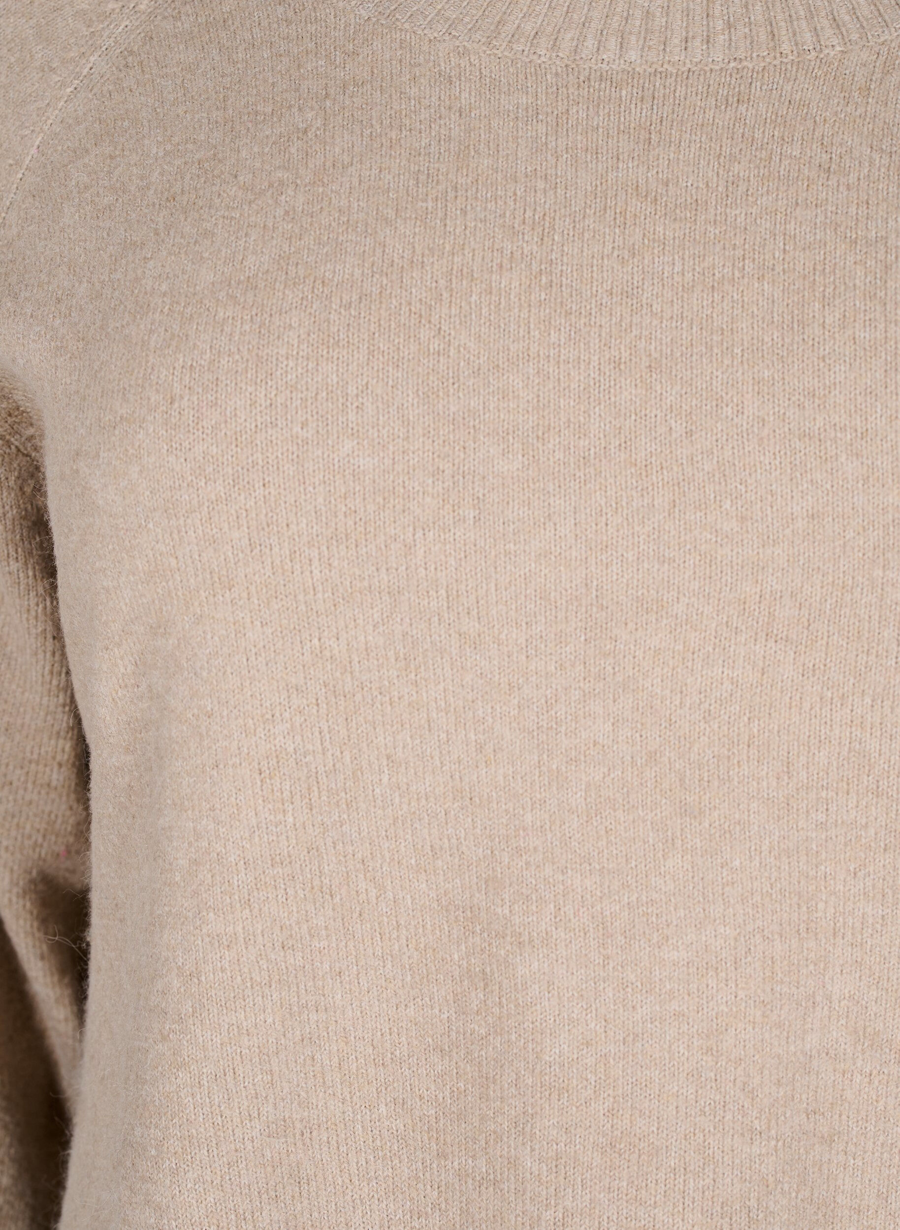 Zizzi Lange Strickbluse mit Knopfdetail an der Seite, Simply Taupe Mel., Packshot image number 2