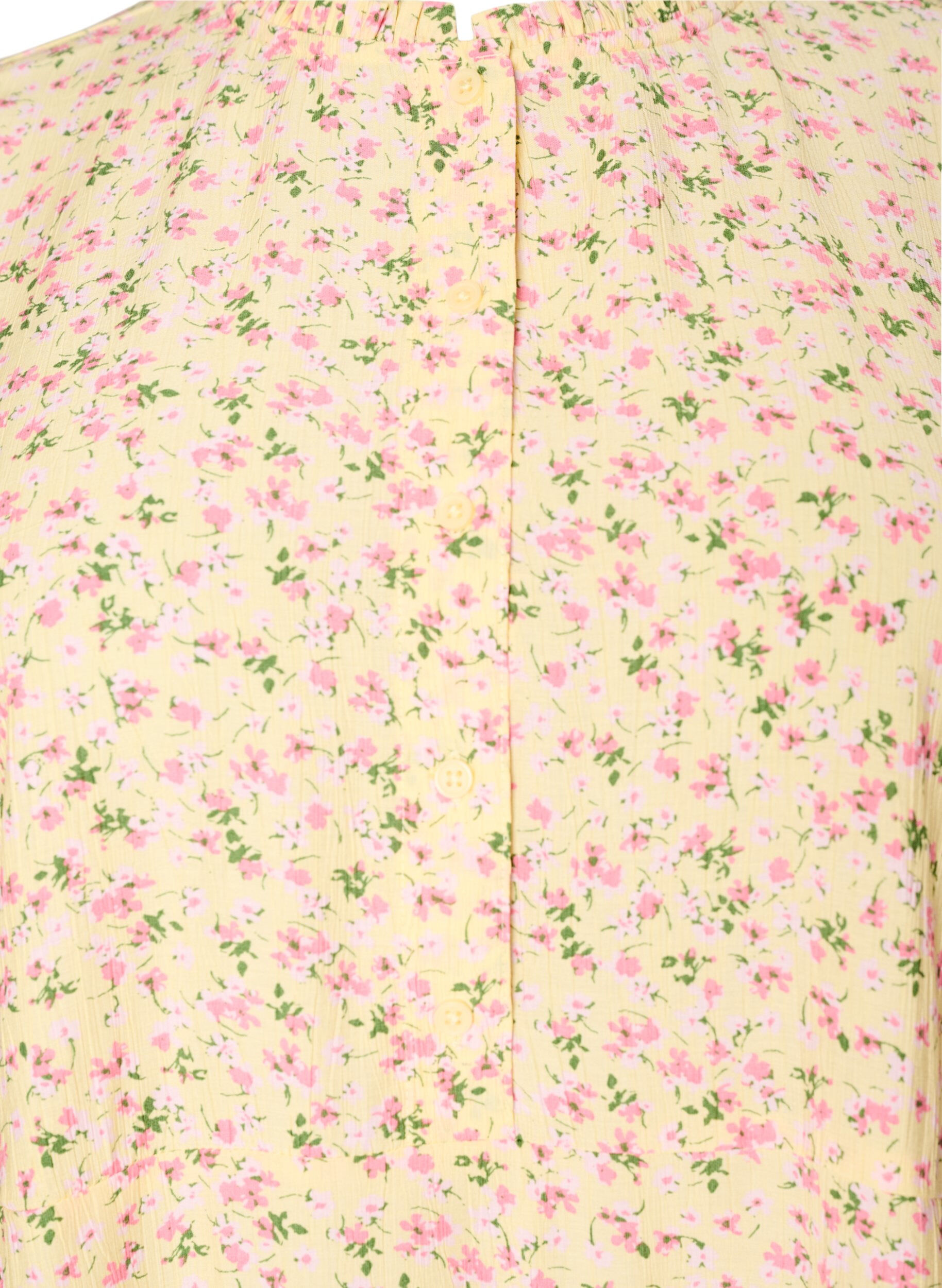 ZizziKurzes Kleid aus Viskose mit R&uuml;schendetails, Gelb, Packshot image number 2