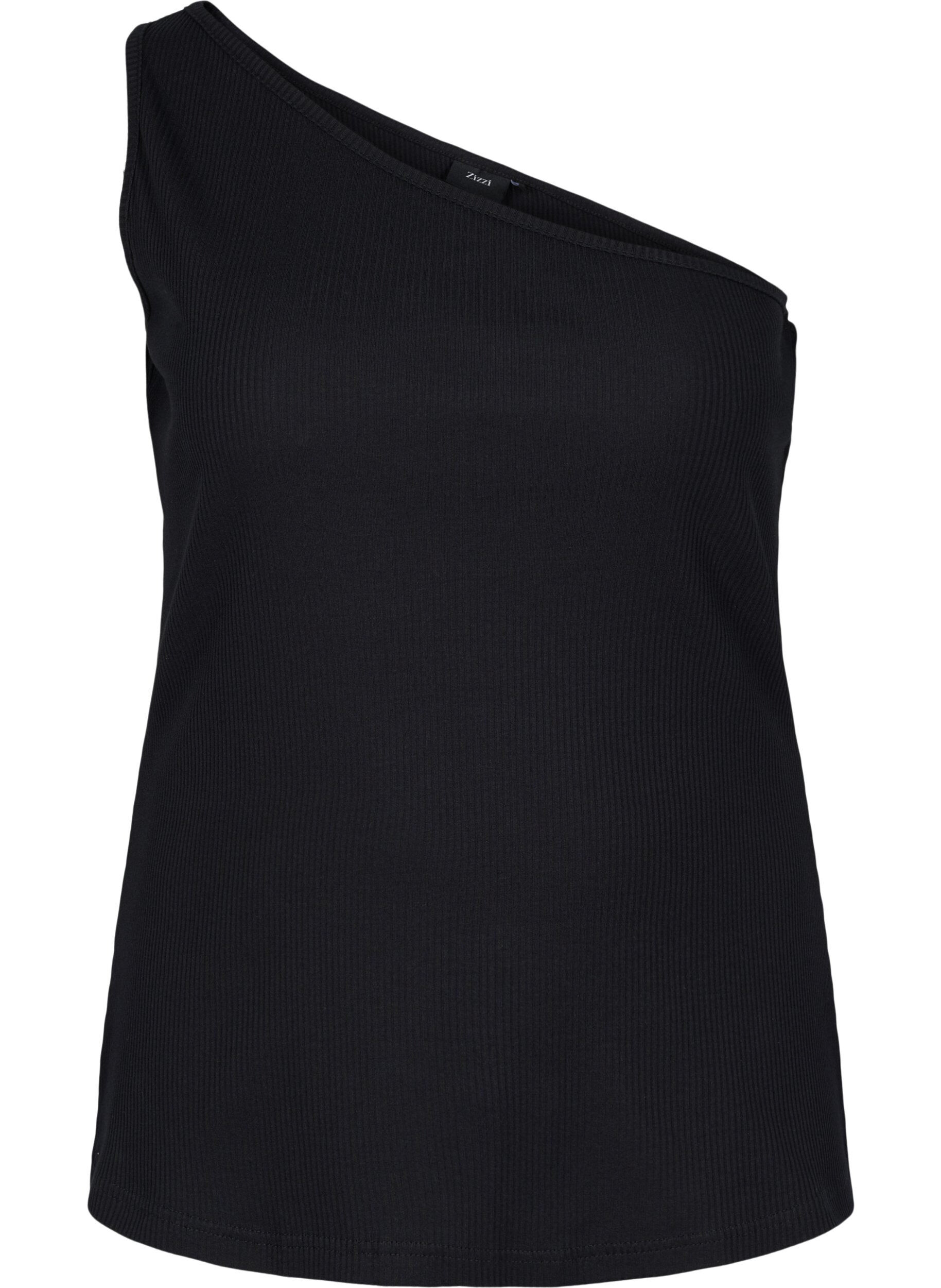 Zizzi One-Shoulder Top aus Baumwolle, Black, Packshot image number 0