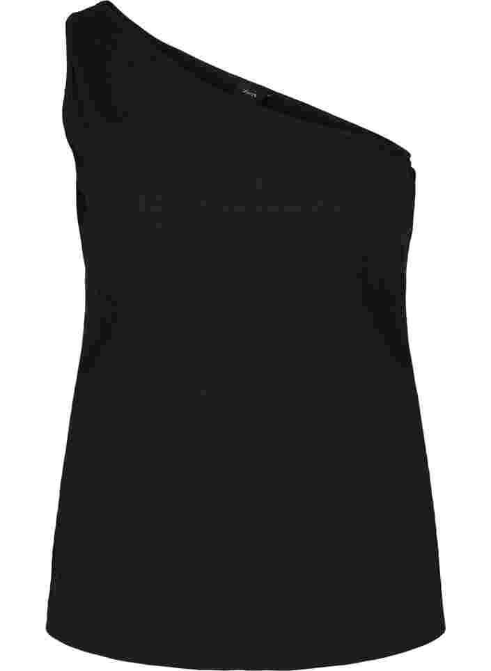 One-Shoulder Top aus Baumwolle, Black, Packshot