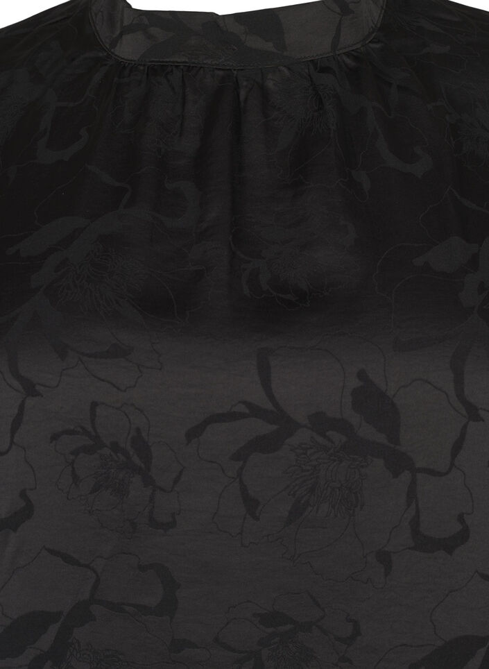 Satinstoffbluse mit Ton-in-Ton-Muster, Black, Packshot image number 2