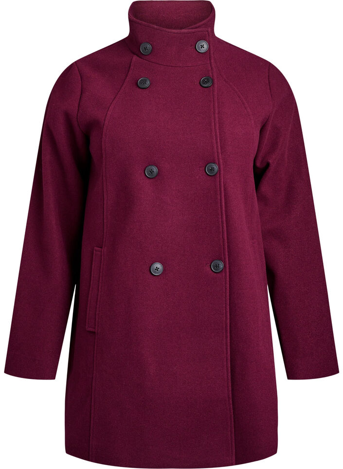 Kurzmantel in A-Linie, Dunkles Bordeaux, Packshot image number 0