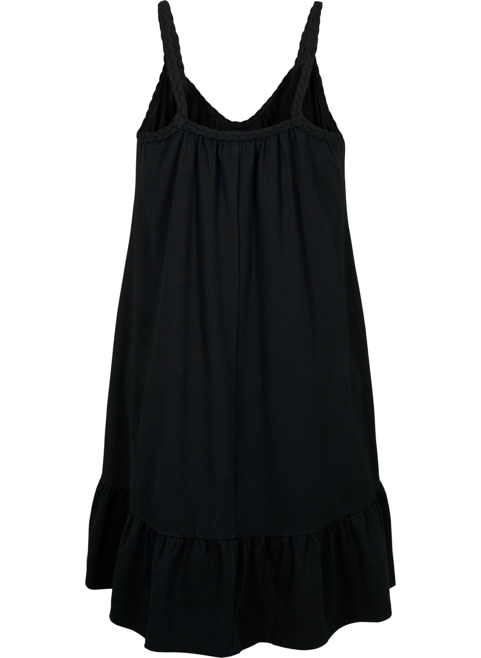 Zizzi Strandkleid aus Viskose mit geflochtenen Tr&auml;gern, Black, Packshot image number 1