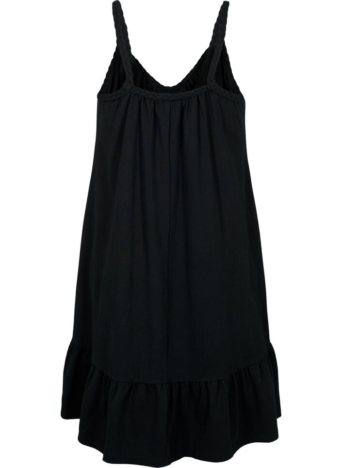 Strandkleid aus Viskose mit geflochtenen Trägern, Black, Packshot image number 1