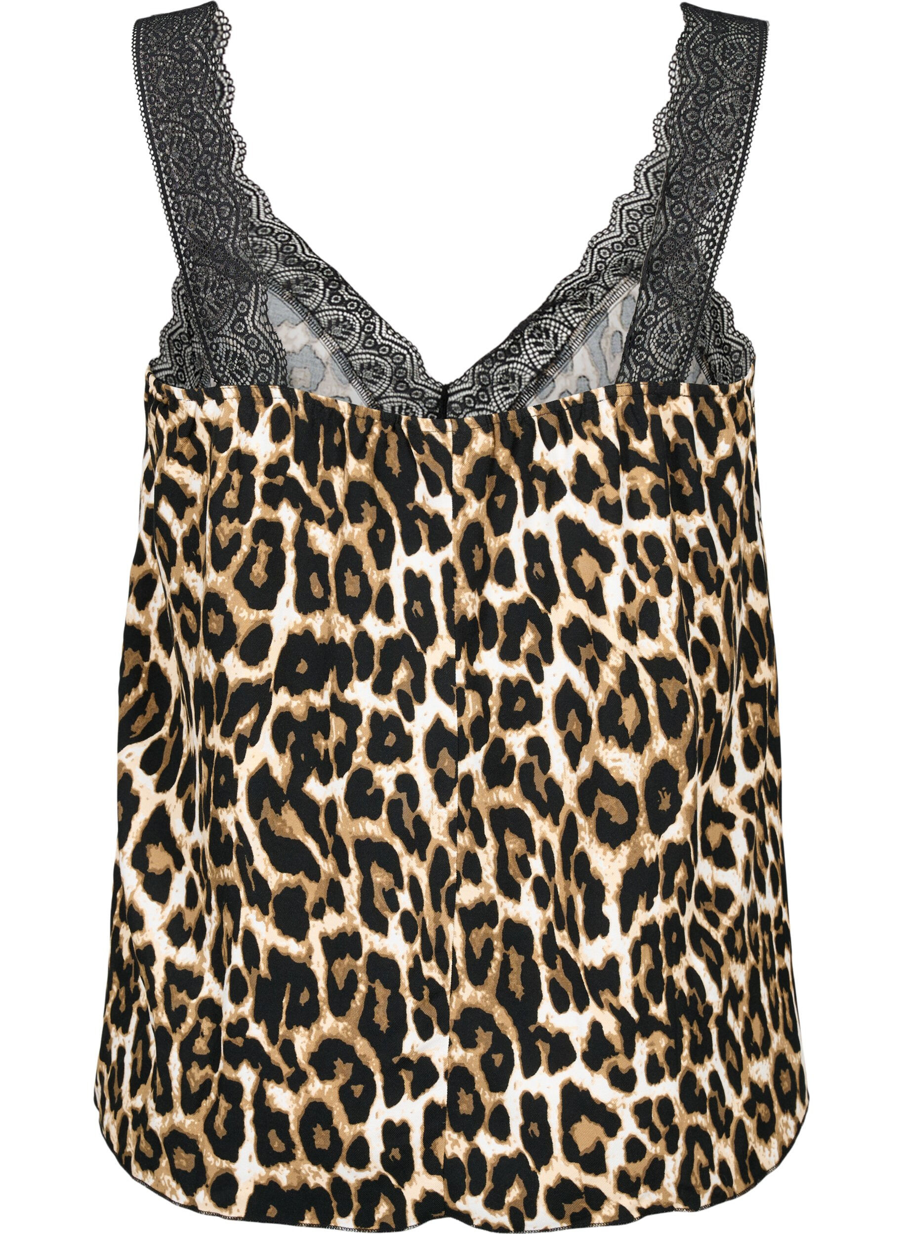 Zizzi Top mit Spitze aus Viskose, Leopard, Packshot image number 1