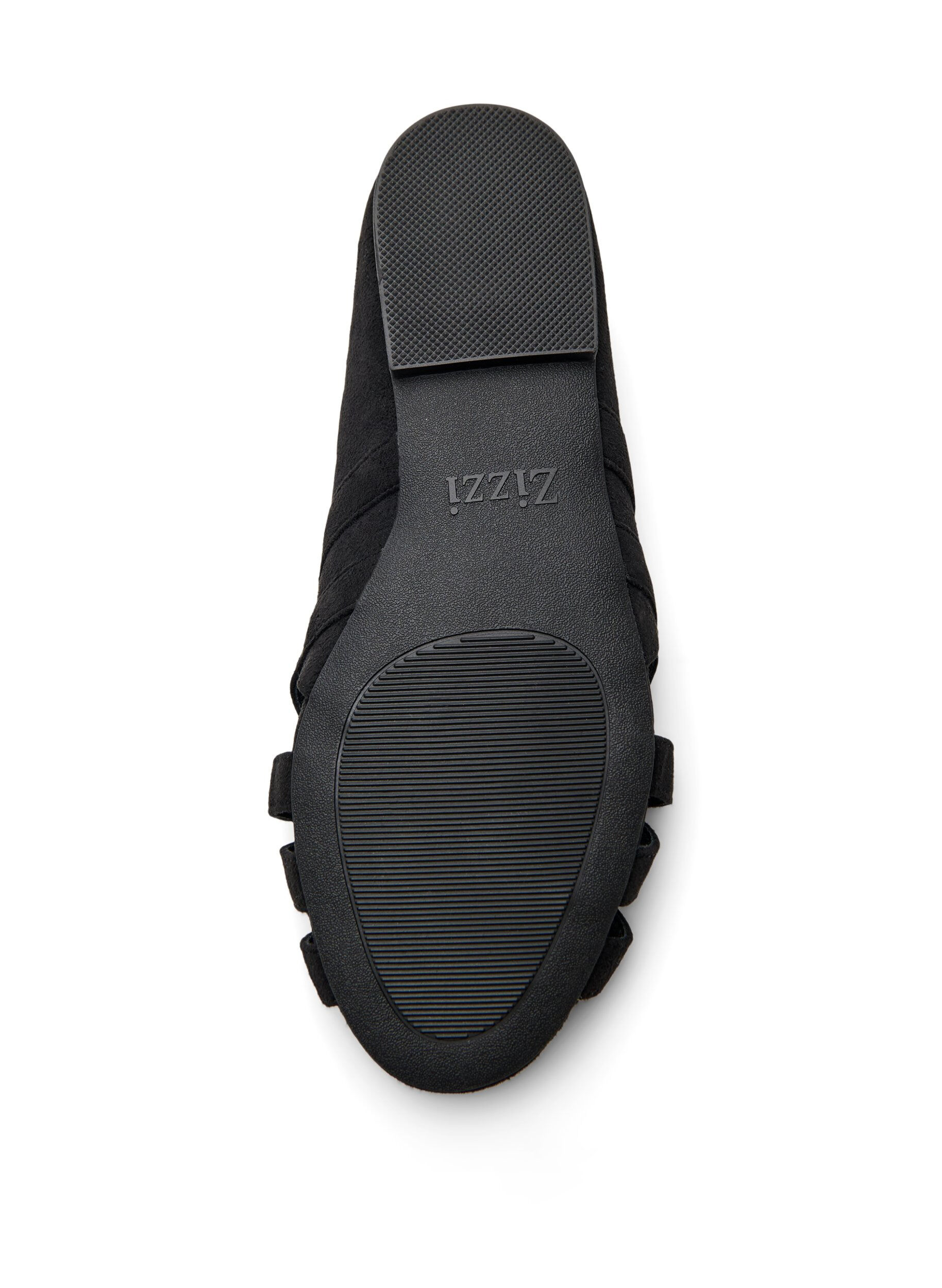 ZizziBallerina aus Wildlederimitat mit &uuml;berkreuzten Riemen, Schwarz, Packshot image number 4