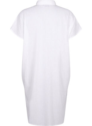 Langes Hemd aus Baumwollmischung mit Leinen, Bright White, Packshot image number 1