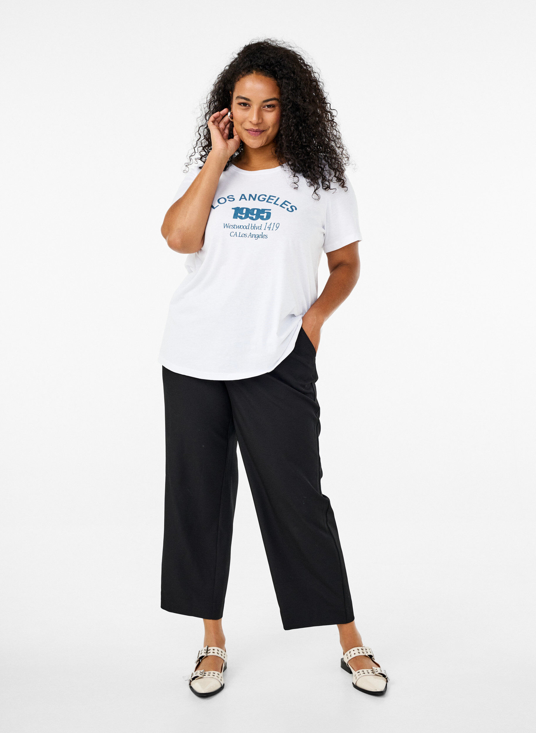 Zizzi FLASH - T-Shirt mit Print, Wei&szlig;, Model image number 1