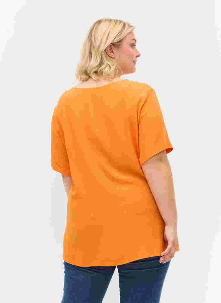 Kurzarm Bluse aus Viskose, Orange Peel, Model image number 1