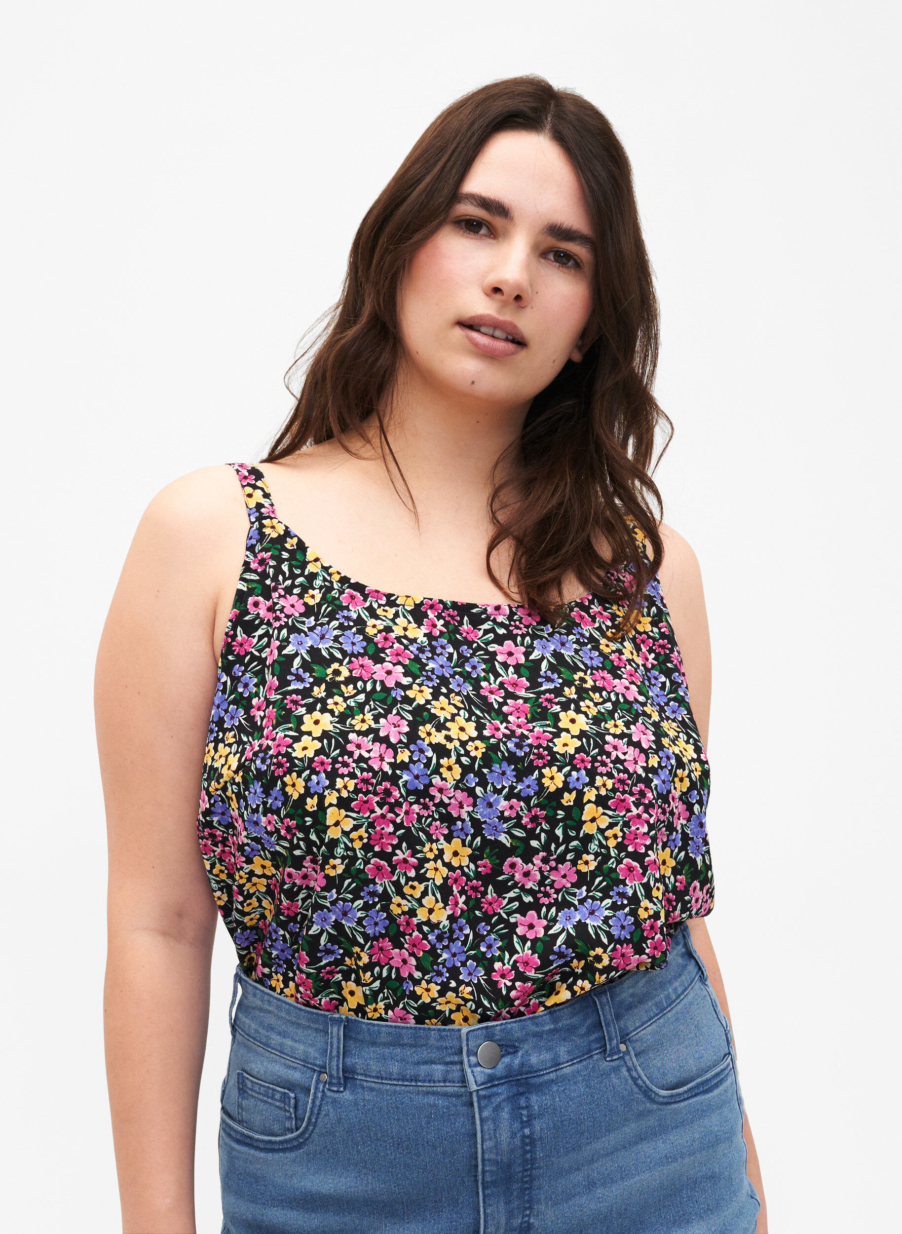 Zizzi FLASH - Top mit Print, Multi Flower, Model image number 0