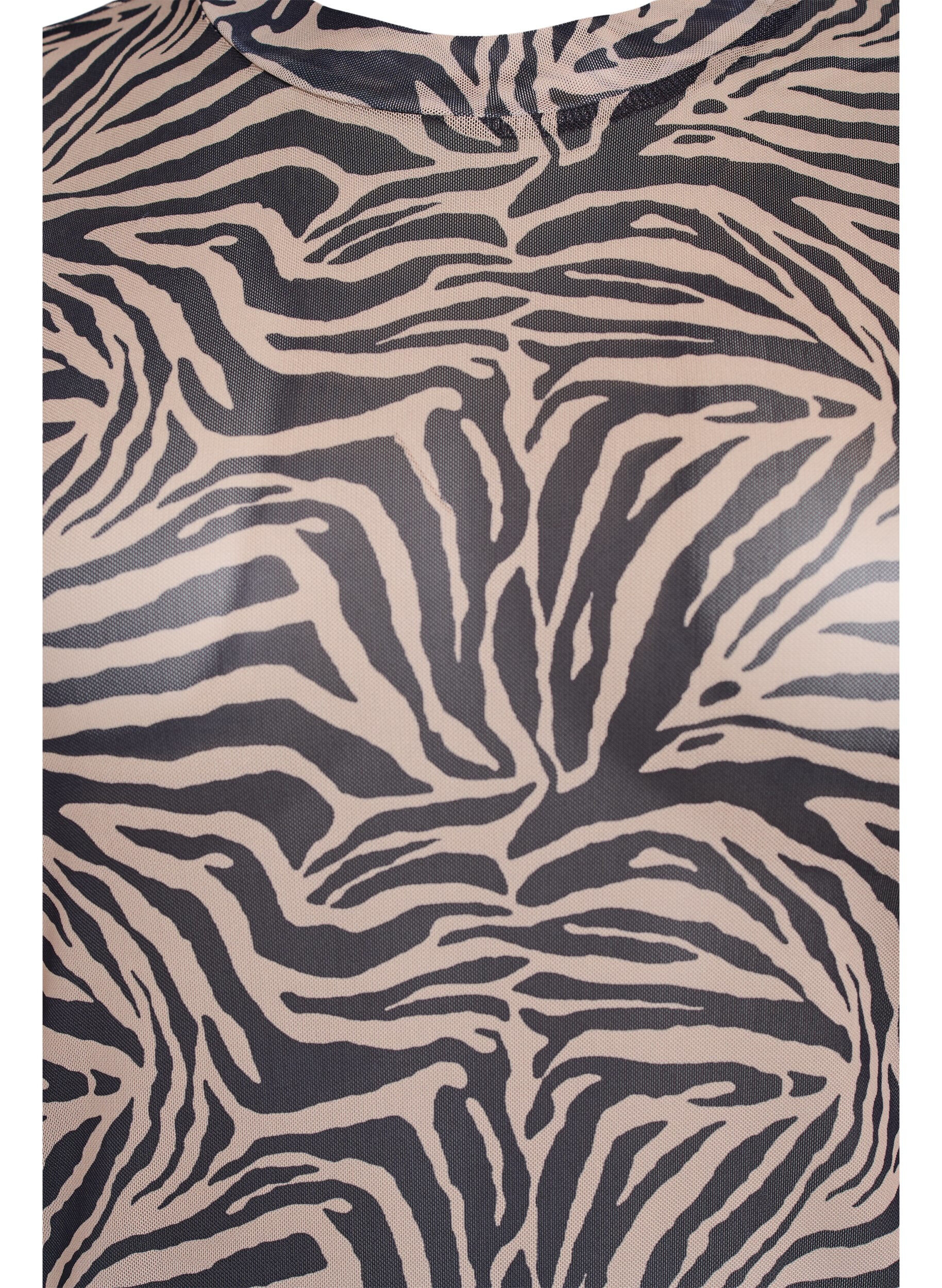 Zizzi Bluse aus Mesh, mit kurzen &Auml;rmeln, Schwarz, Packshot image number 2