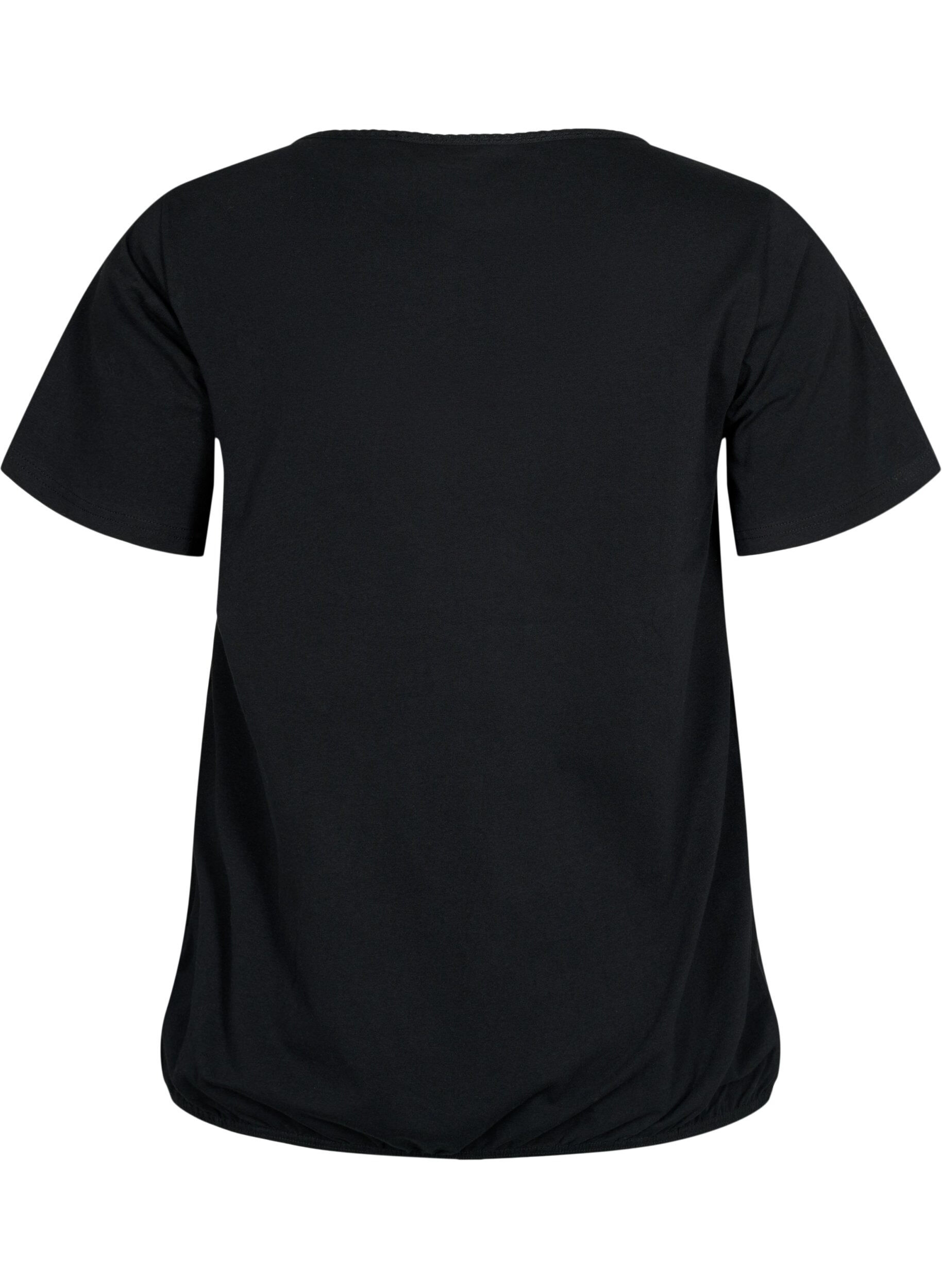 Zizzi Kurz&auml;rmeliges T-Shirt aus Baumwolle, Black, Packshot image number 1