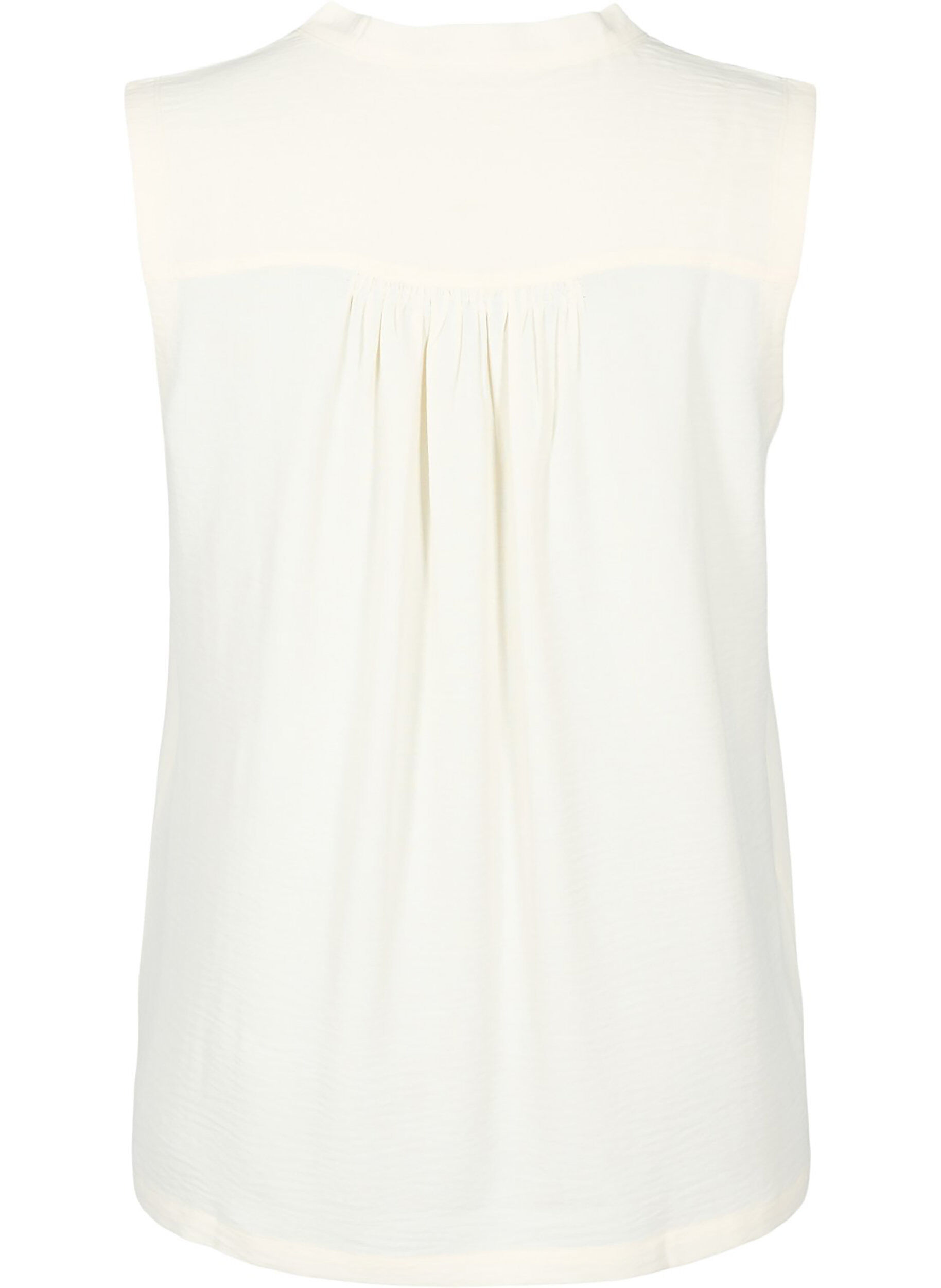 Zizzi &Auml;rmelloses Oberteil mit Faltendetails, Vanille, Packshot image number 1