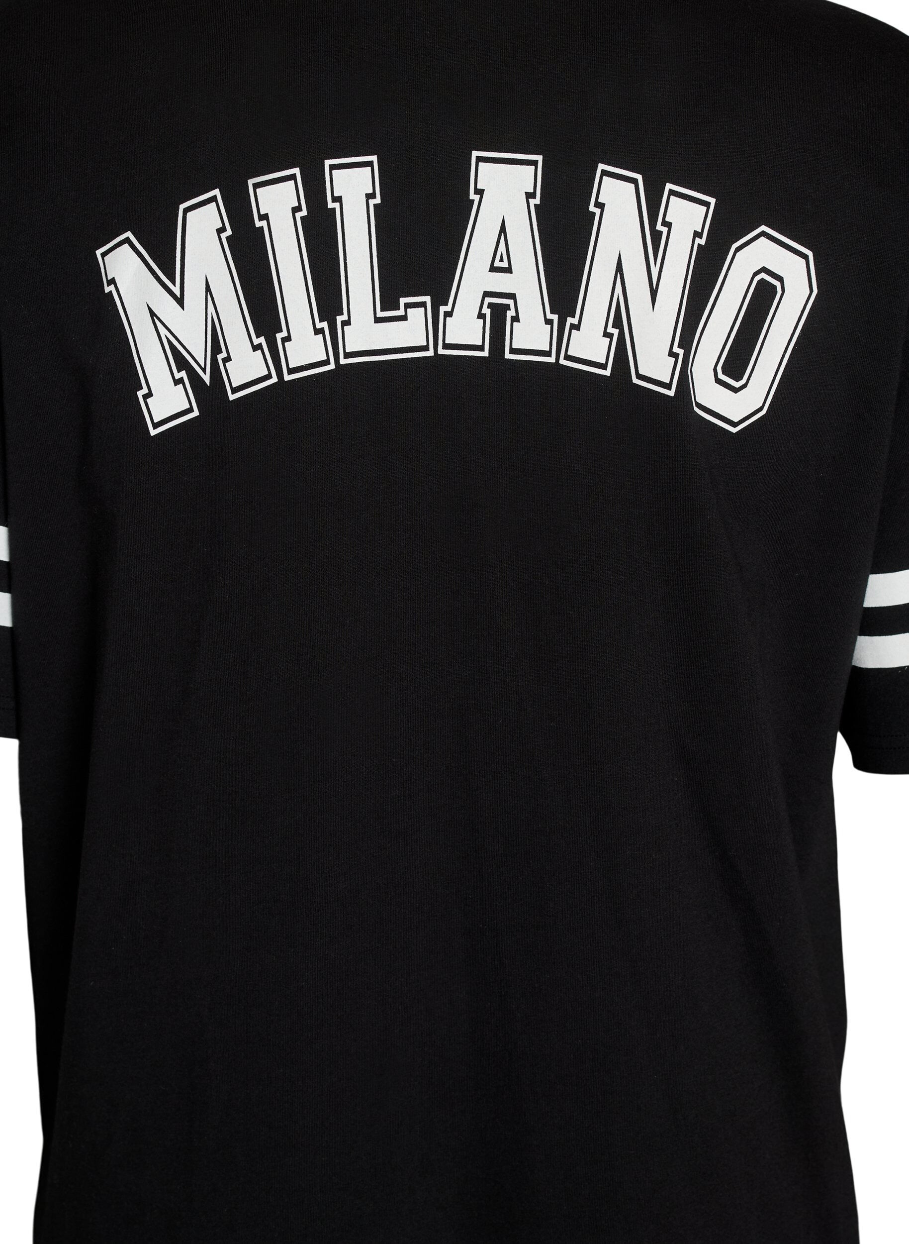 Zizzi Kurzes T-Shirt-Kleid mit sportlichen Details, Schwarz, Packshot image number 3