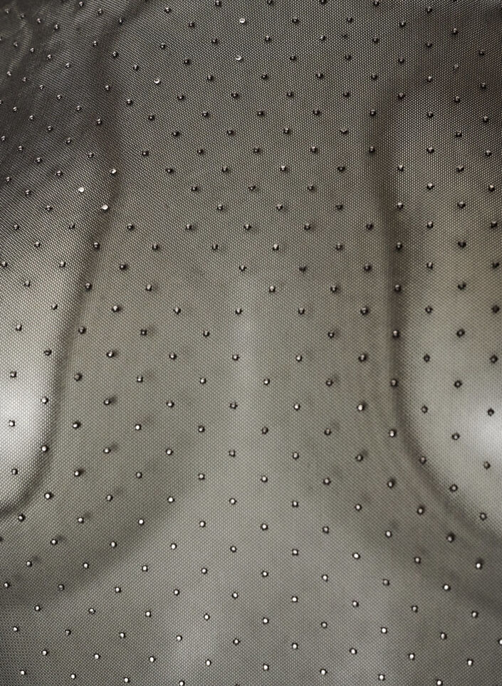 Transparente Bluse aus Mesh mit Strasssteinen, Schwarz, Packshot image number 2