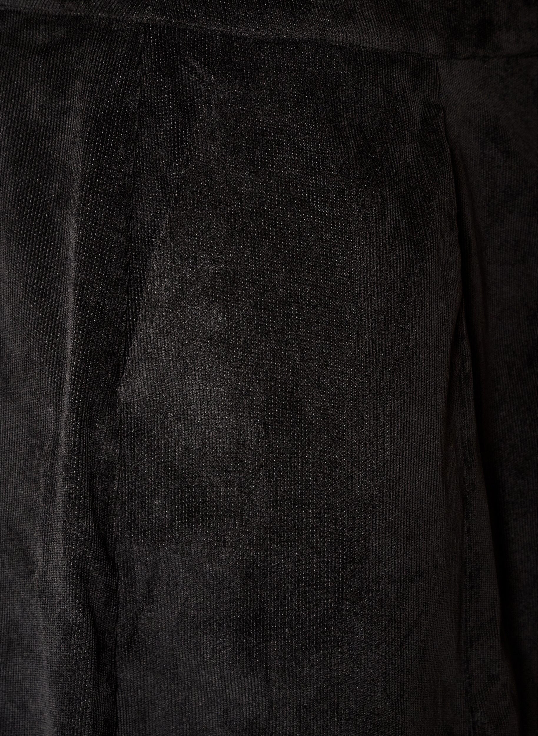 ZizziA-Linien-Rock aus Cord mit Kn&ouml;pfen, Schwarz, Packshot image number 3