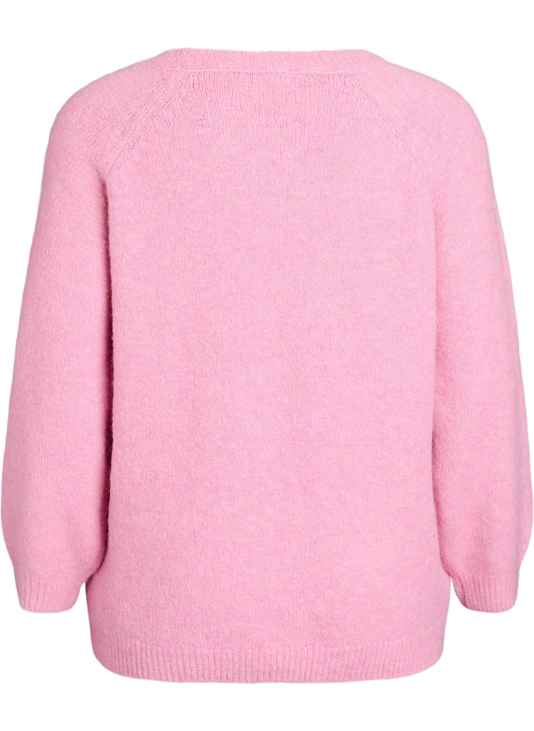 Zizzi Strickbluse mit Raglan&auml;rmeln, Pink, Packshot image number 1