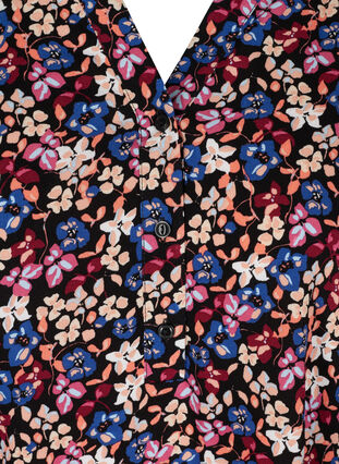 Kurzarm Tunika aus Viskose mit Print,  Purple Multi Flower, Packshot image number 2
